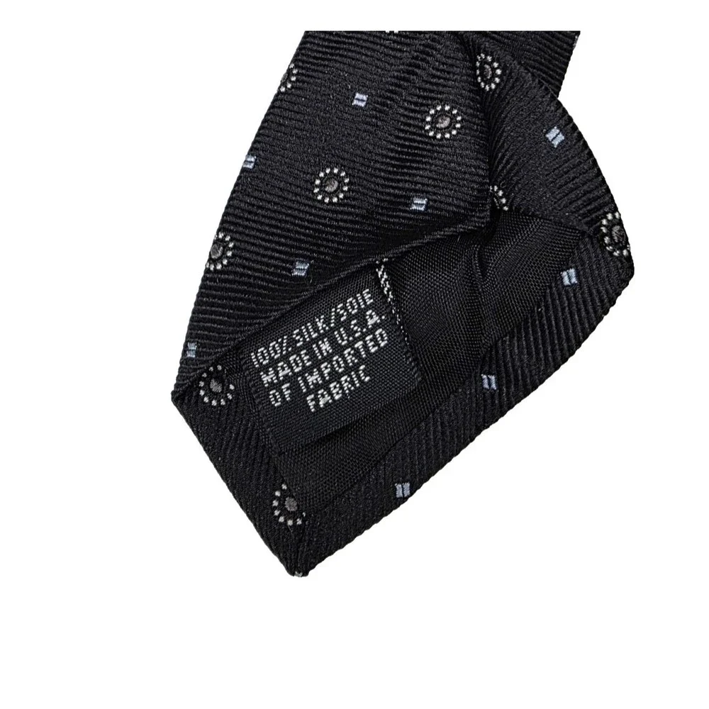 Jos. A. Bank Silk Neck Tie – Men’s Geometric Black/Gray, Made in USA, Designer